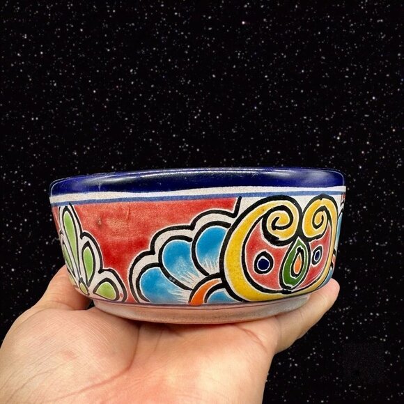 Liceagui Pottery Signed Hand Painted Bowl Tonala Talavera Bowl Pottery 2” T 5” W - Picture 11 of 11